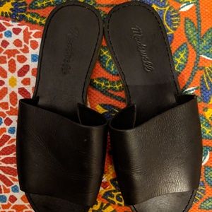 Madewell Black Leather Slide Sandal